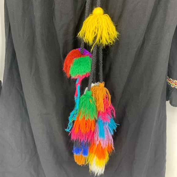 Tea & Cup top small tunic blouse boho pom poms - Picture 3 of 6